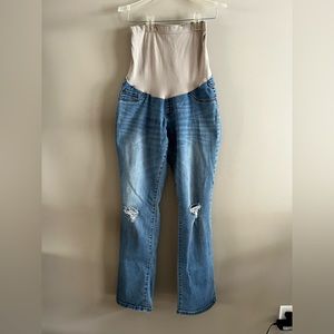 Indigo Blue Maternity Ripped Jeans Size: L